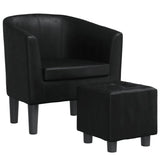 Fauteuil avec repose-pied noir similicuir