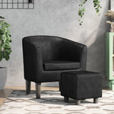 Fauteuil avec repose-pied noir similicuir