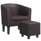 Fauteuil avec repose-pied marron similicuir