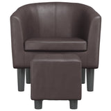 Fauteuil avec repose-pied marron similicuir