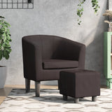 Fauteuil avec repose-pied marron similicuir