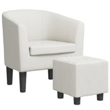 Fauteuil avec repose-pied blanc similicuir