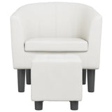 Fauteuil avec repose-pied blanc similicuir
