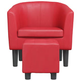 Fauteuil avec repose-pied rouge similicuir