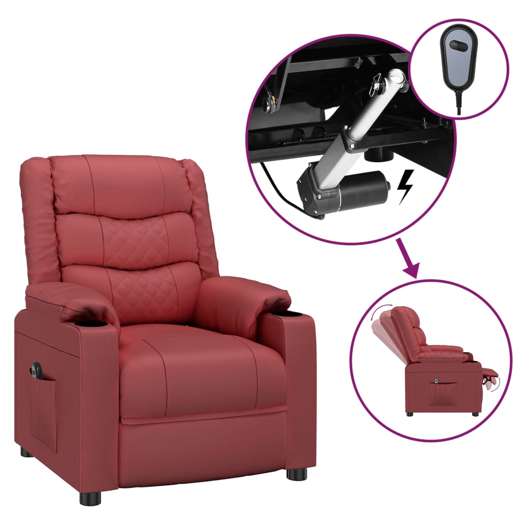 Fauteuil inclinable électrique Rouge bordeaux Similicuir