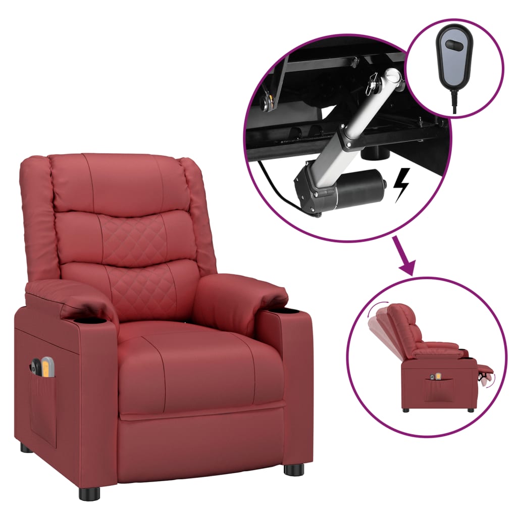 Fauteuil de massage électrique Rouge bordeaux Similicuir