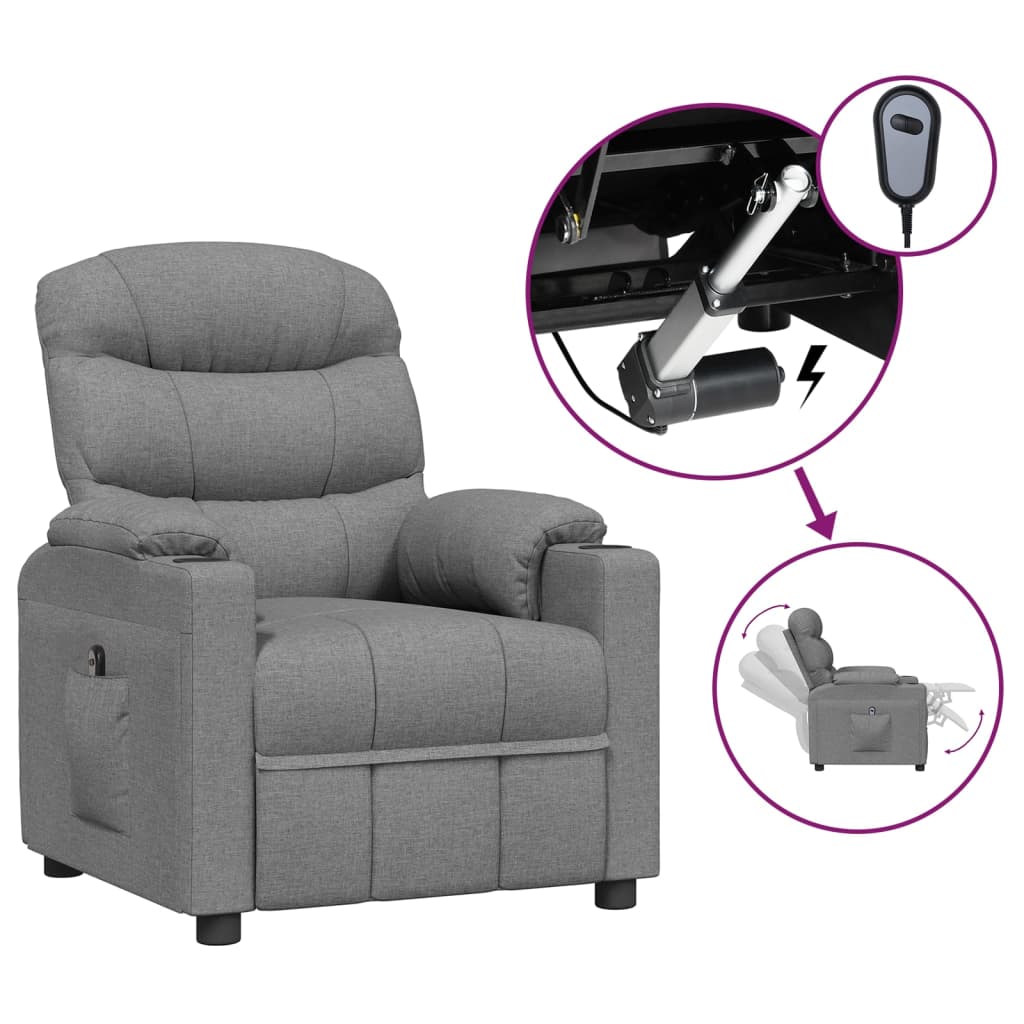 Fauteuil inclinable électrique Gris clair Tissu