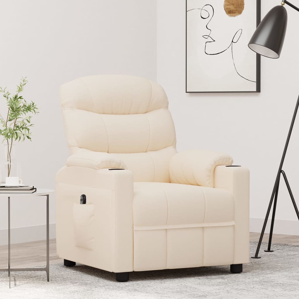 Fauteuil inclinable électrique Crème Tissu