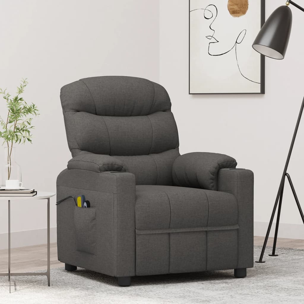 Fauteuil électrique de massage Gris foncé Tissu