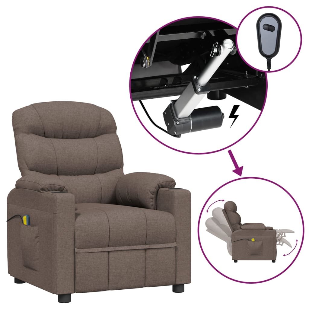 Fauteuil électrique de massage Taupe Tissu