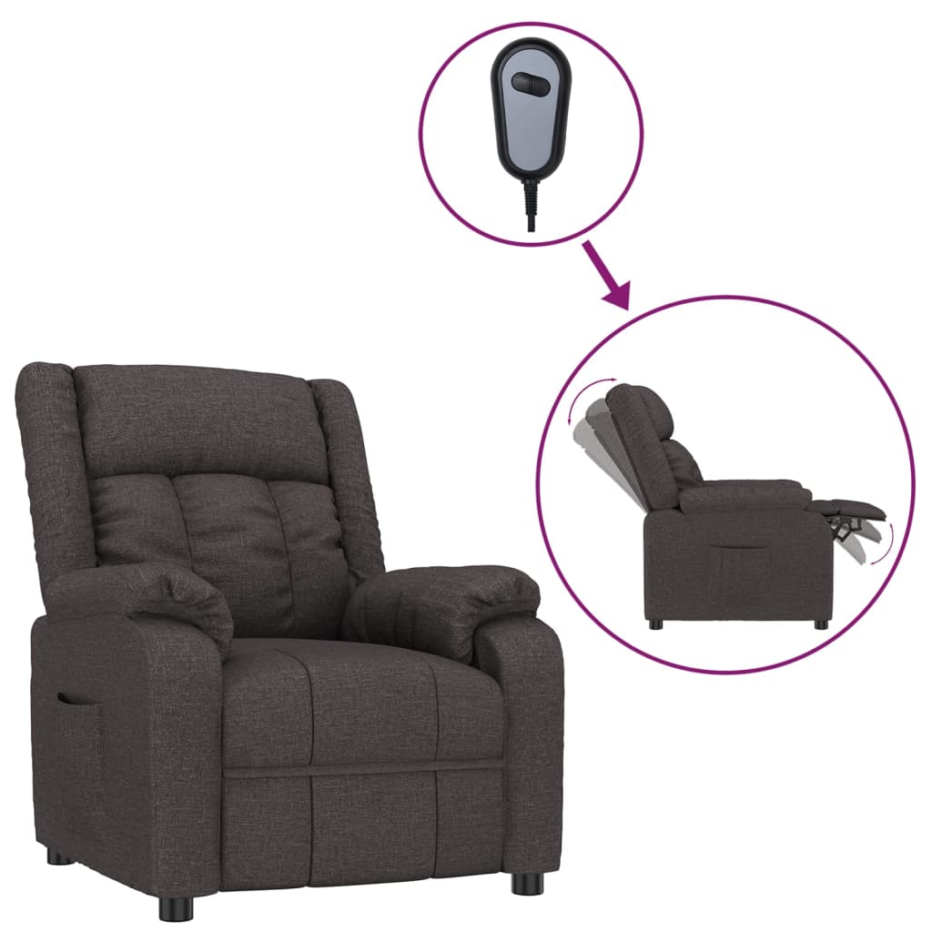 Fauteuil inclinable électrique Marron foncé Tissu