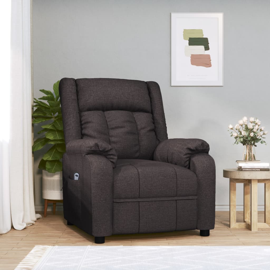 Fauteuil inclinable électrique Marron foncé Tissu