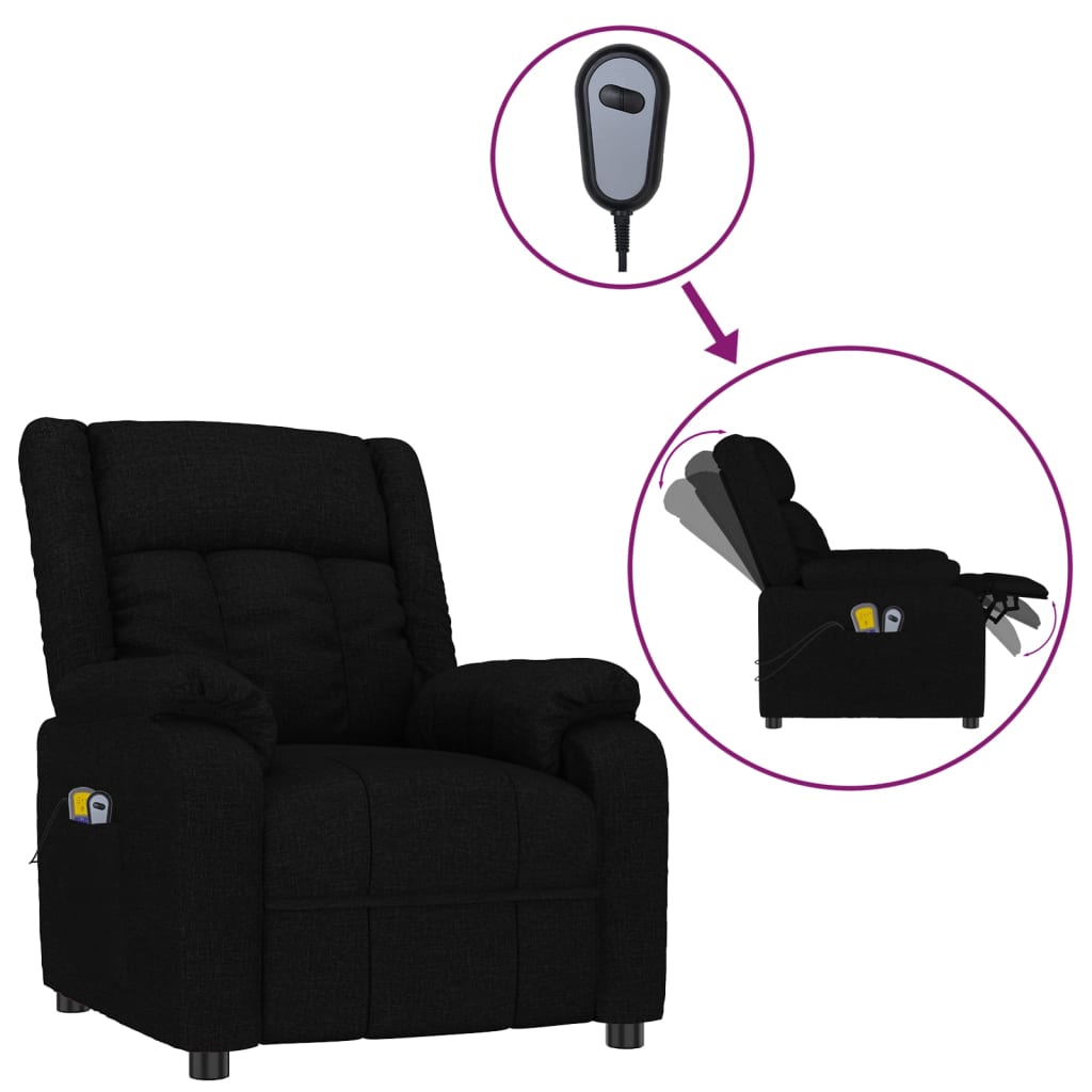 Fauteuil électrique de massage Noir Tissu
