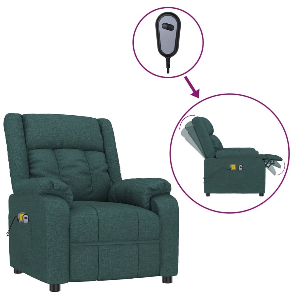 Fauteuil électrique de massage Vert foncé Tissu