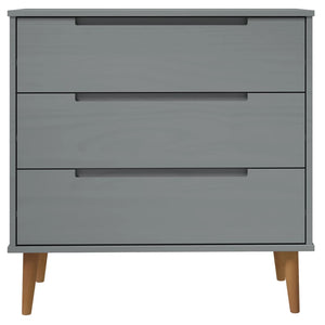 Commode MOLDE Gris 80x40x80 cm Bois de pin massif