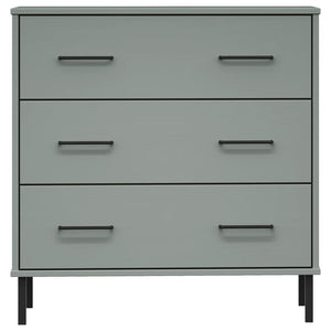 Buffet avec 3 tiroirs Gris 77x40x79,5 cm Bois massif OSLO