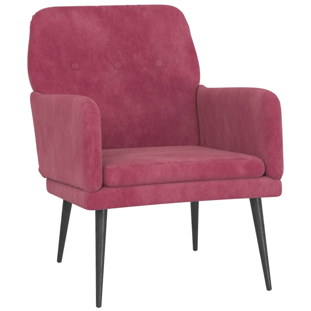 Fauteuil Rouge bordeaux 62x79x79 cm Velours