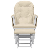 Chaise berçante avec repose-pied Blanc crème Tissu