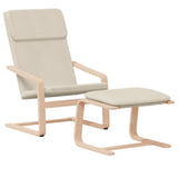 Chaise de relaxation avec repose-pied Crème Tissu