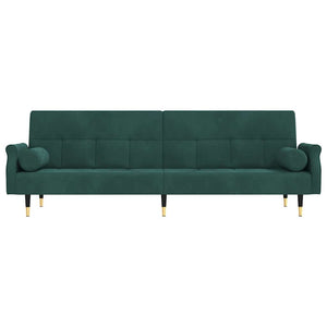 Canapé-lit avec coussins vert foncé velours