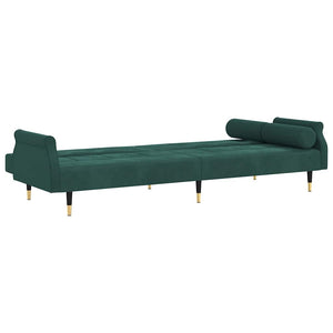 Canapé-lit avec coussins vert foncé velours