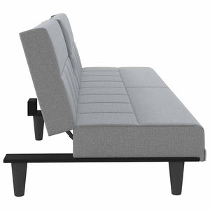 Canapé-lit avec porte-gobelets gris clair tissu