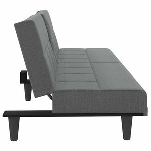 Canapé-lit avec porte-gobelets gris foncé tissu