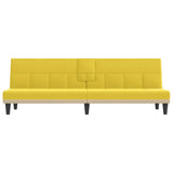 Canapé-lit avec porte-gobelets jaune clair tissu