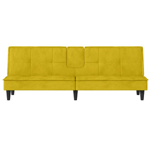 Canapé-lit avec porte-gobelets jaune velours