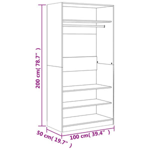 Garde-robe sonoma gris 100x50x200 cm bois d'ingénierie