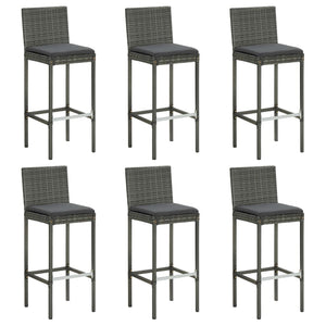 Tabourets de bar avec coussins lot de 6 gris résine tressée