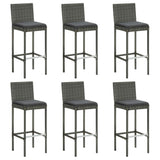 Tabourets de bar avec coussins lot de 6 gris résine tressée