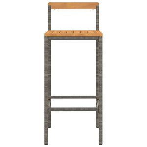 Tabourets de bar lot de 2 gris résine tressée et bois d'acacia
