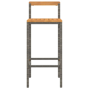 Tabourets de bar lot de 4 gris résine tressée et bois d'acacia