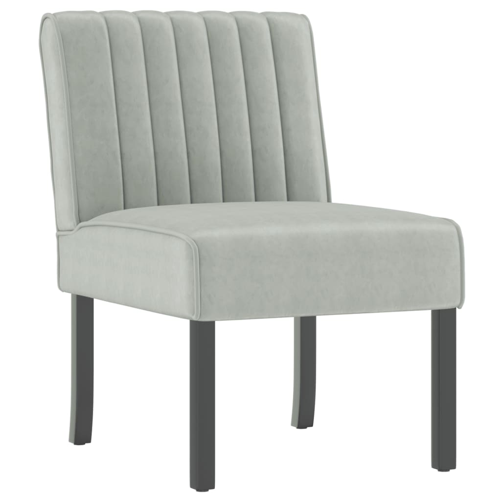Fauteuil sans accoudoirs gris clair velours