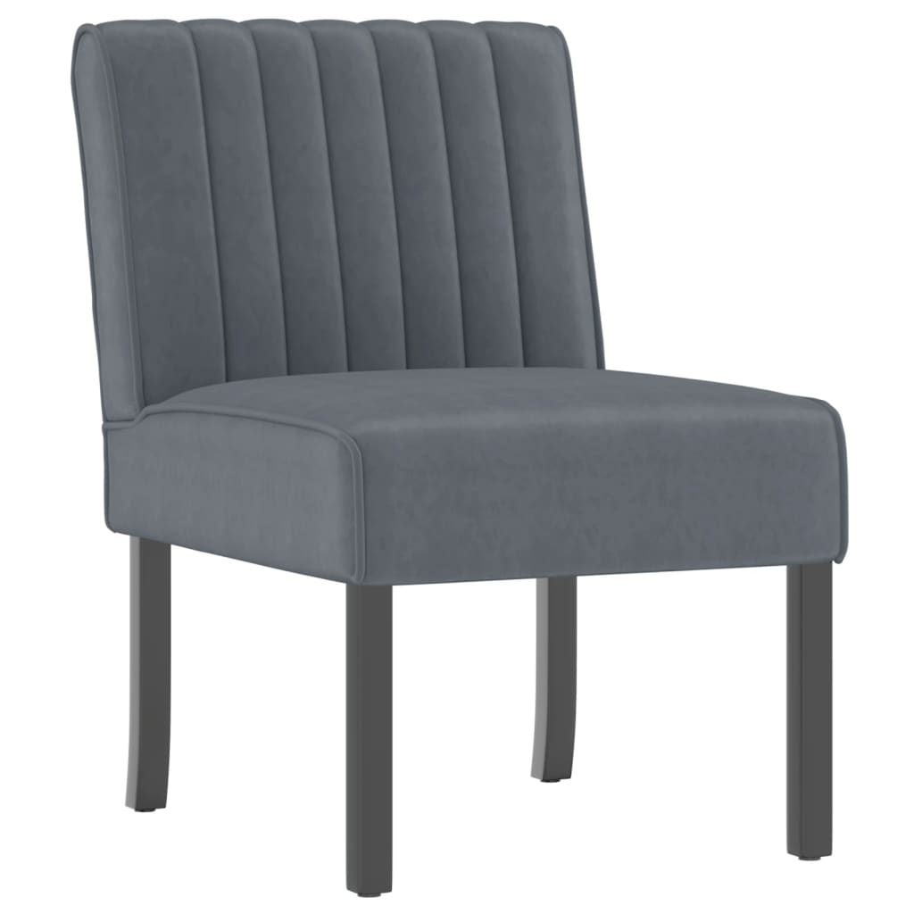 Fauteuil sans accoudoirs gris foncé velours