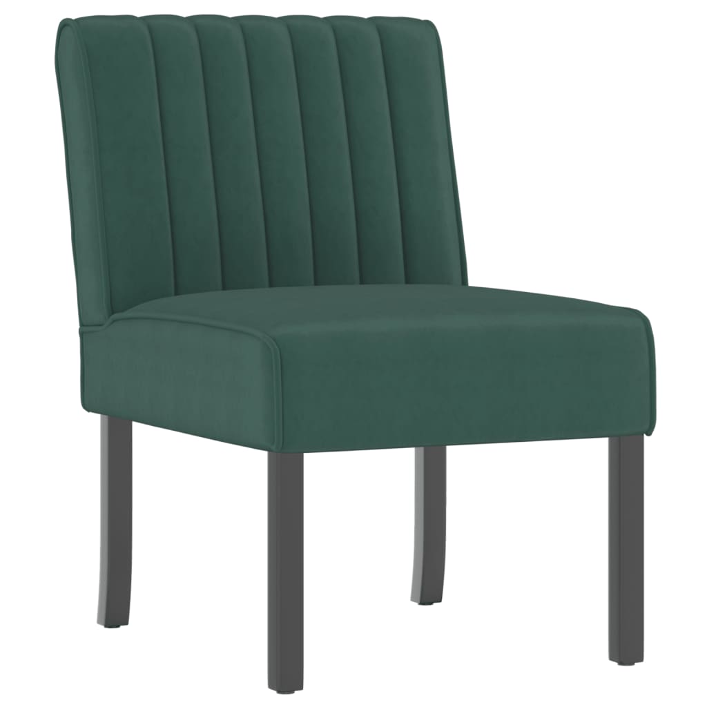 Fauteuil sans accoudoirs vert foncé velours