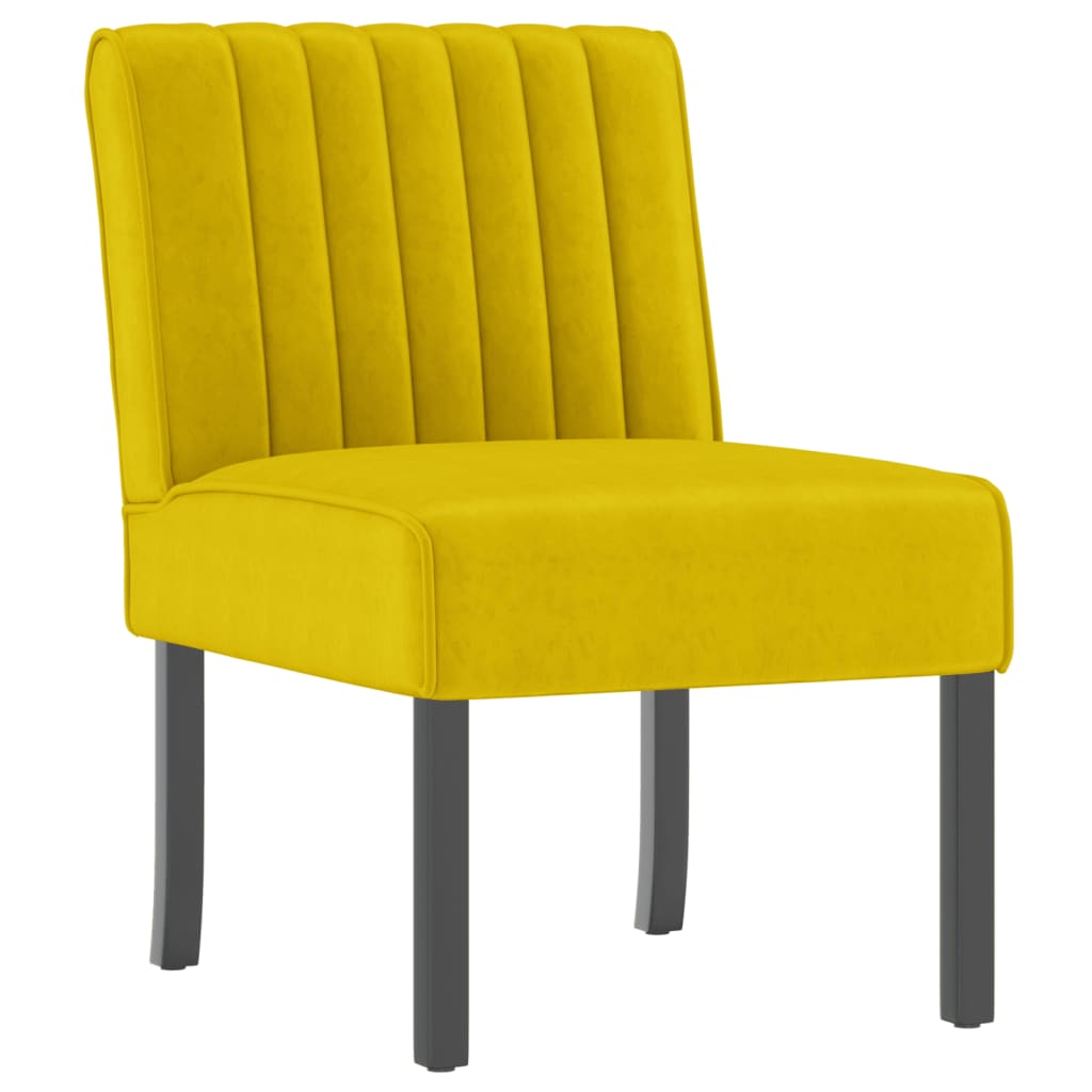Fauteuil sans accoudoirs jaune velours