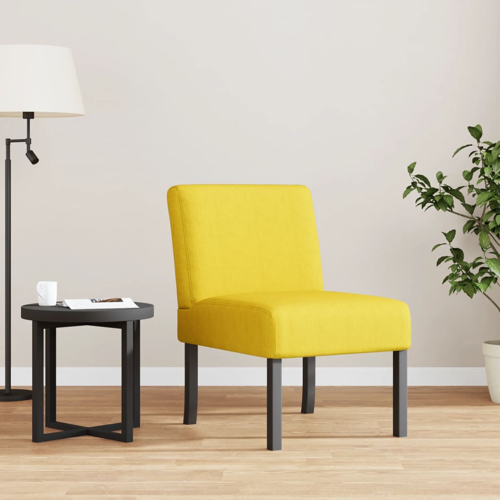 Fauteuil sans accoudoirs jaune clair tissu
