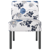 Fauteuil sans accoudoirs bleu tissu avec fleurs