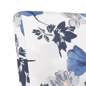 Fauteuil sans accoudoirs bleu tissu avec fleurs