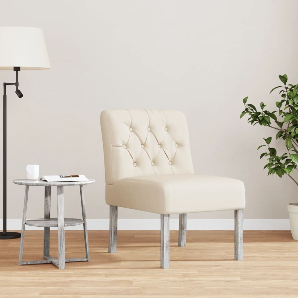 Fauteuil sans accoudoirs lin design de boutons