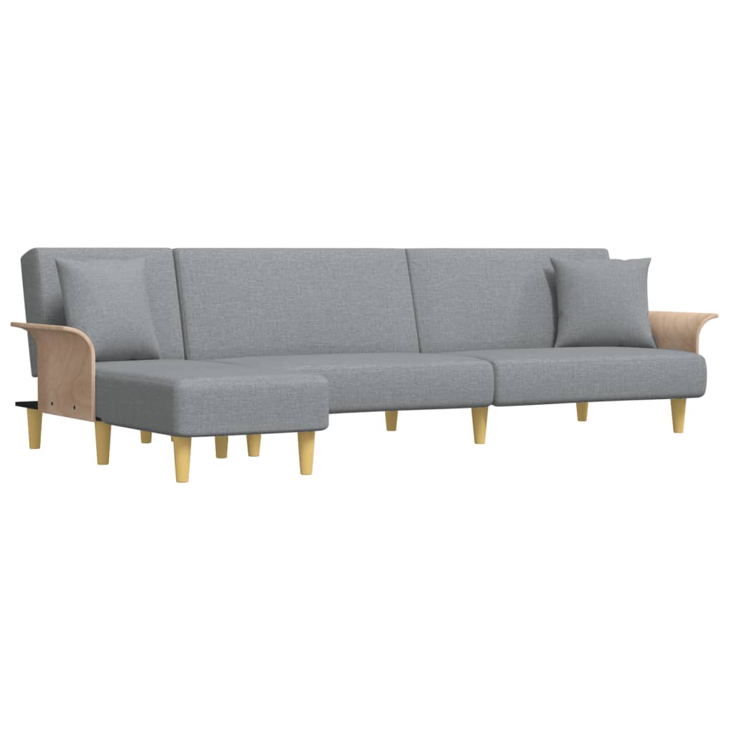 Canapé-lit en forme de L gris clair 279x140x70 cm tissu