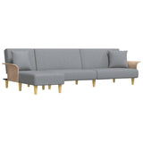 Canapé-lit en forme de L gris clair 279x140x70 cm tissu