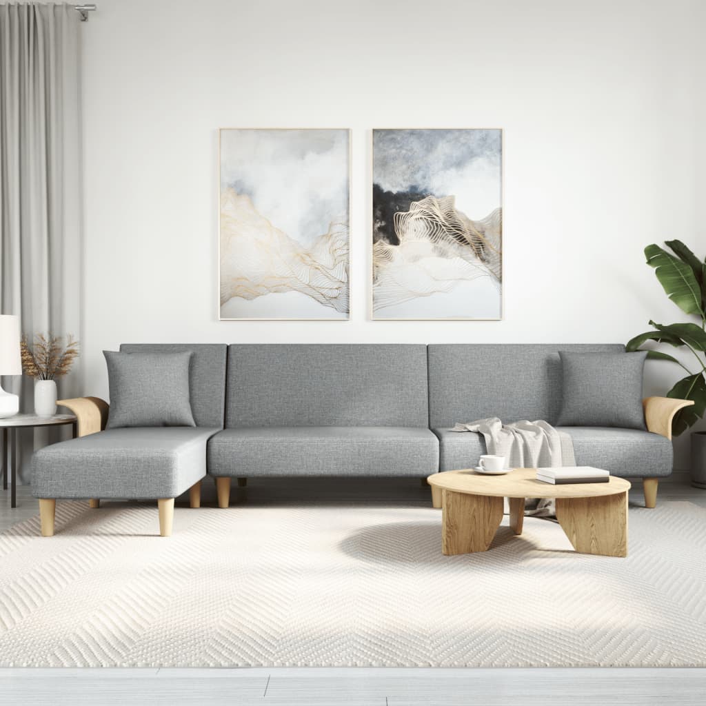 Canapé-lit en forme de L gris clair 279x140x70 cm tissu
