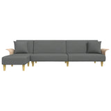 Canapé-lit en forme de L gris foncé 279x140x70 cm tissu