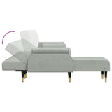 Canapé-lit en forme de L gris clair 271x140x70 cm velours