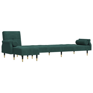 Canapé-lit en forme de L vert foncé 271x140x70 cm velours