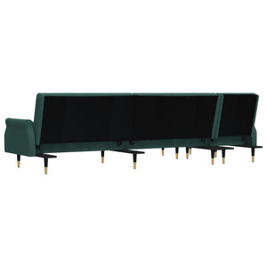 Canapé-lit en forme de L vert foncé 271x140x70 cm velours