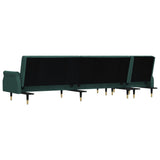 Canapé-lit en forme de L vert foncé 271x140x70 cm velours